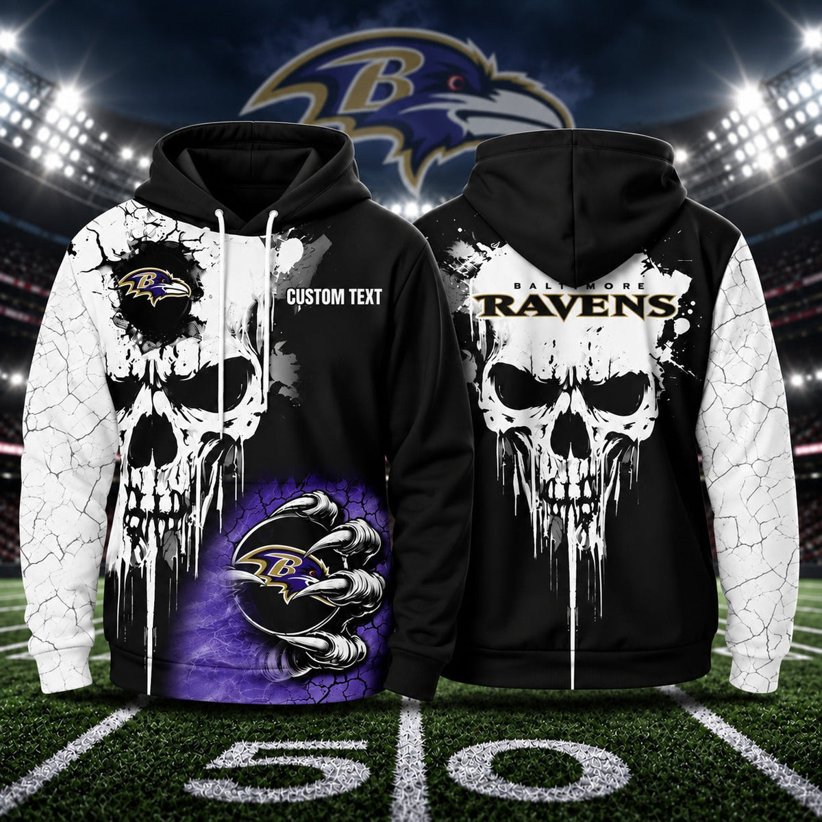 BR NFL Premium Skull Hoodie