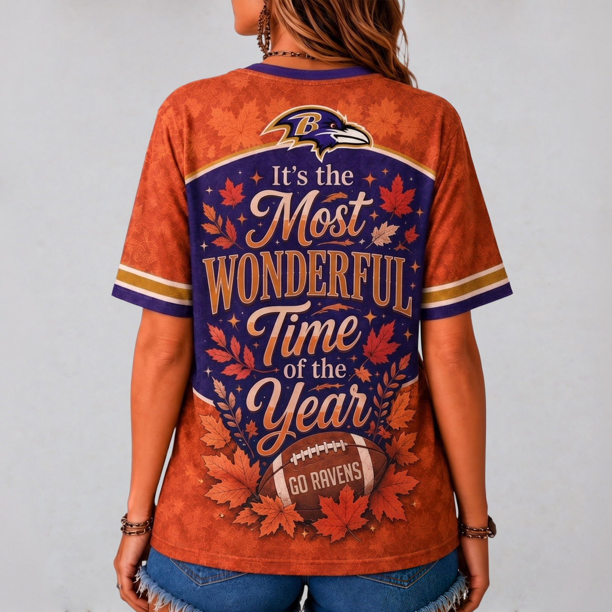 BR Premium NFL Fall Game Day V-Neck Shirt