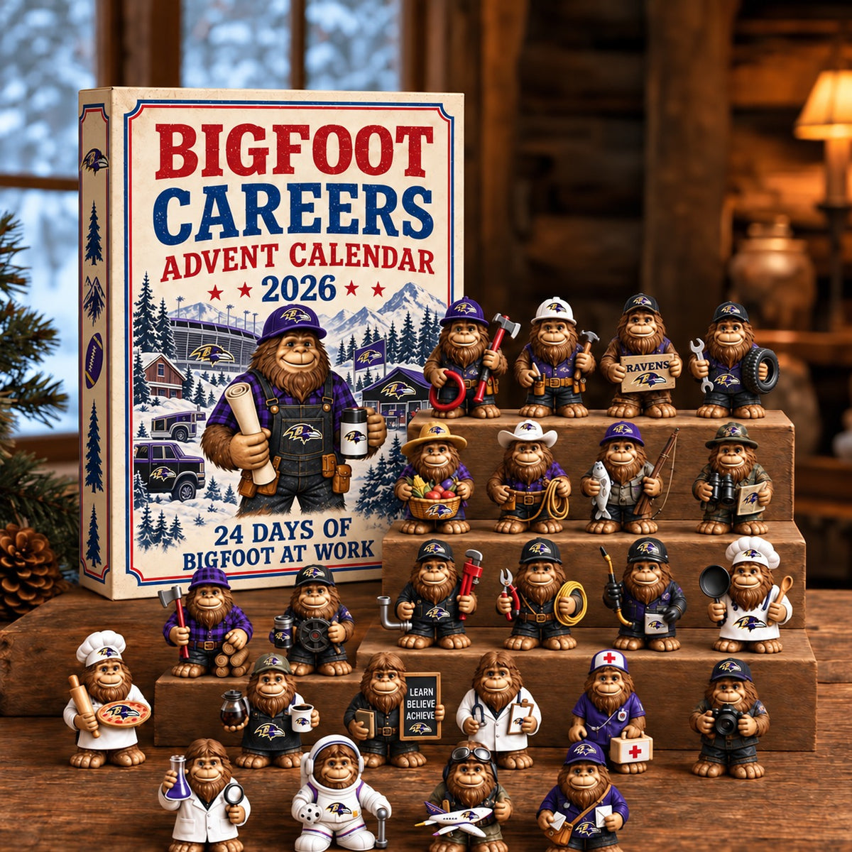 BR x NFL Personalized 24 Days Of Bigfoot Advent Calendar Blink Box