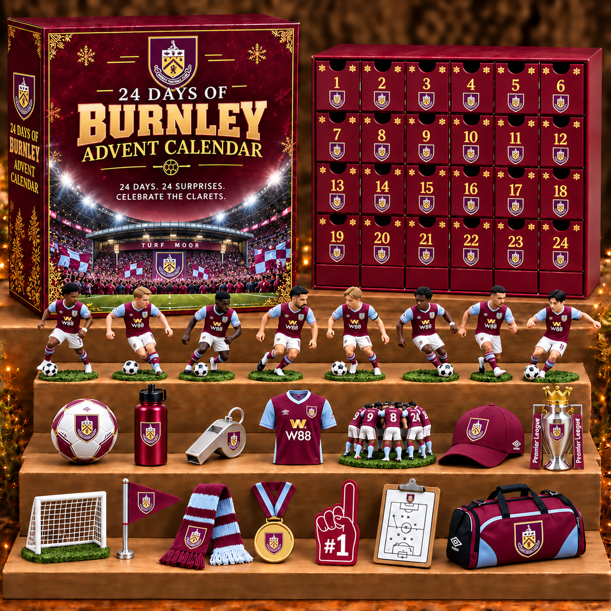 BUR x EPL Personalized 24 Days Of American Football Advent Calendar Blink Box
