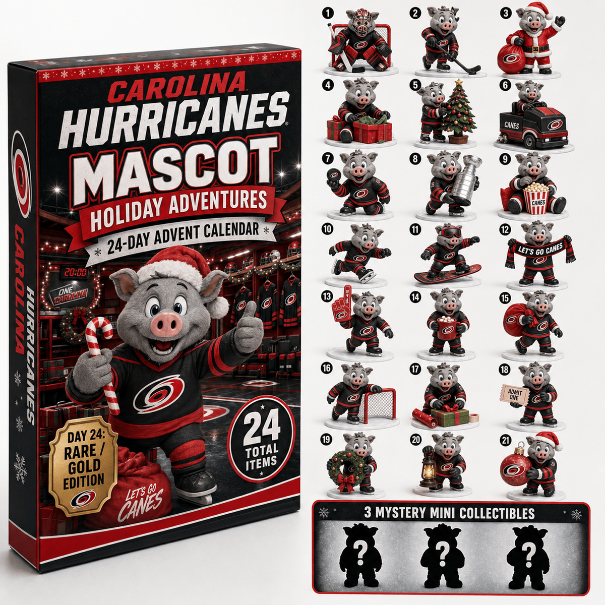 CAR x NHL Premium 24 Days Of Mascot Holiday Hockey Advent Calendar Personalized Gift For Fan Hockey Men Women - Limited Edition