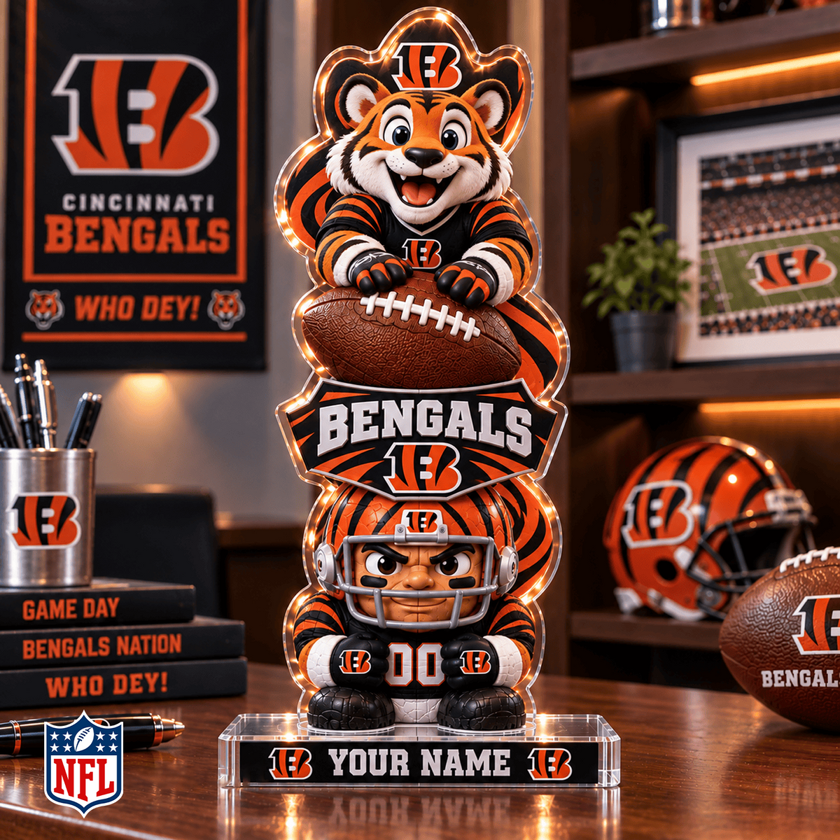 CIN x NFL Christmas KICKOFF Personalized Acrylic Block Plaque