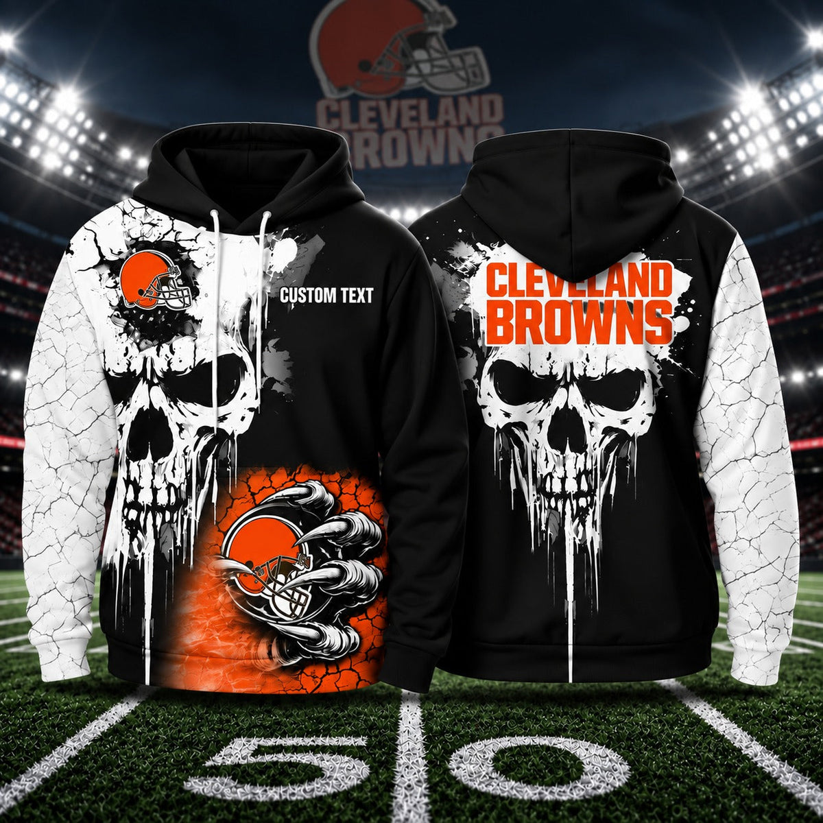 CLE NFL Premium Skull Hoodie