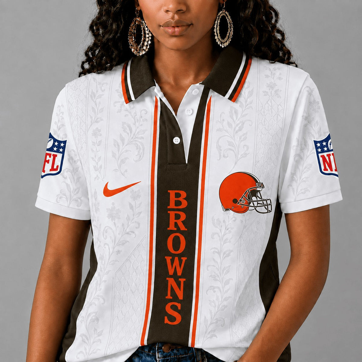 CLE Premium NFL Floral Elegance Polo Shirt