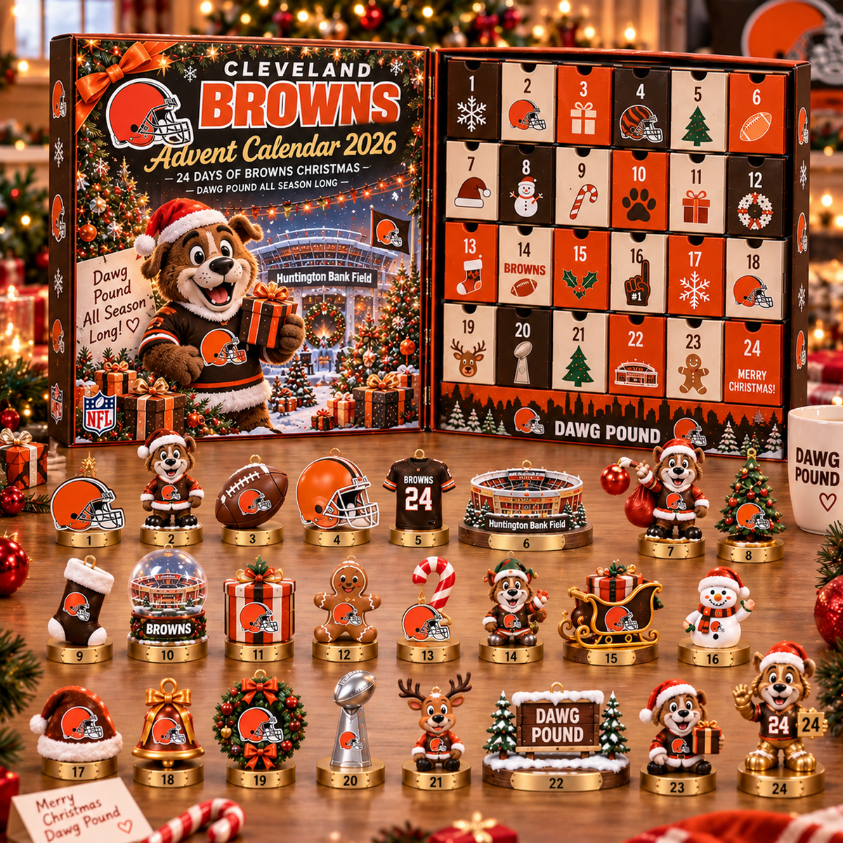 CLE x NFL Christmas Advent Calendar 2026 โ 24 Days of NFL Mascot & Holiday Collectibles