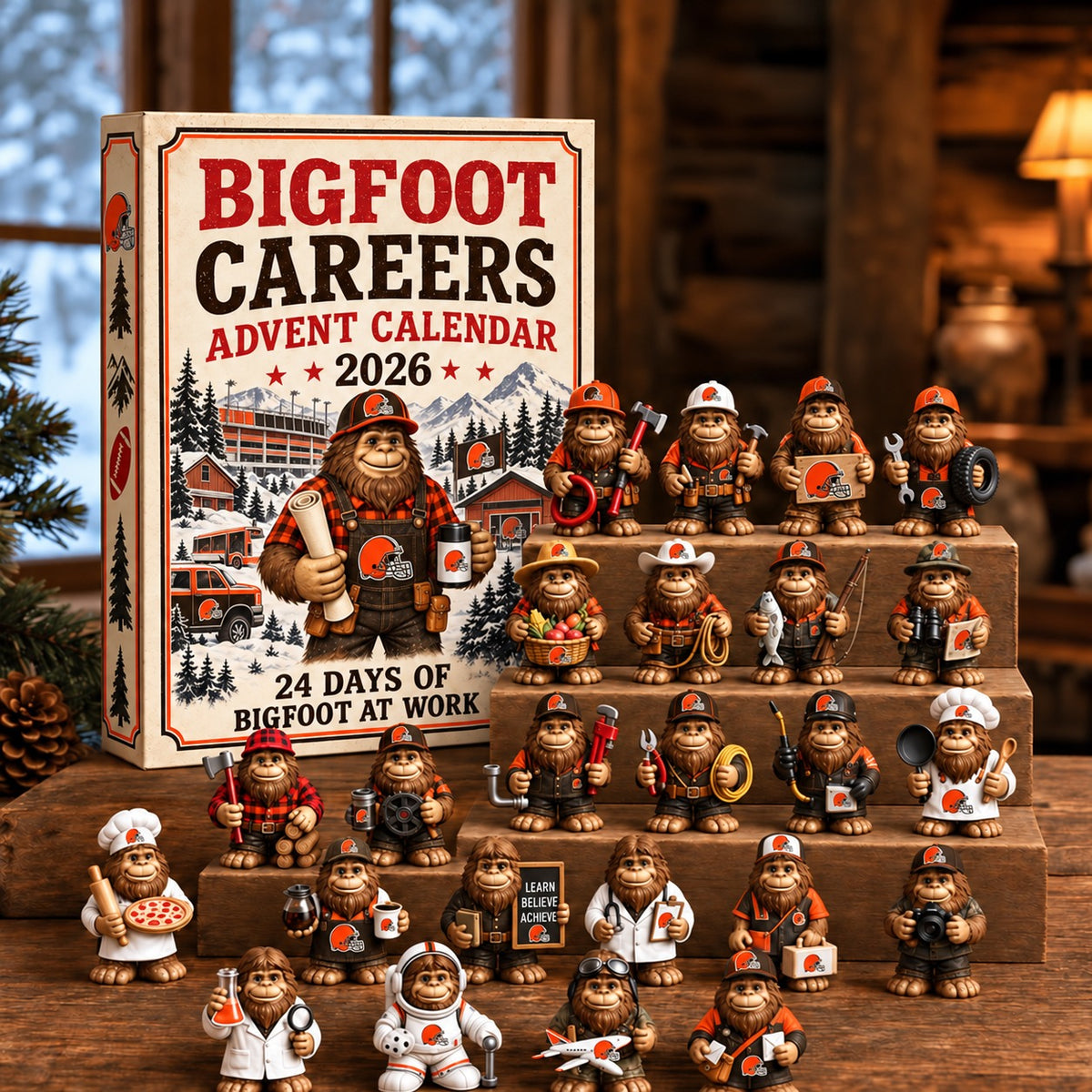 CLE x NFL Personalized 24 Days Of Bigfoot Advent Calendar Blink Box