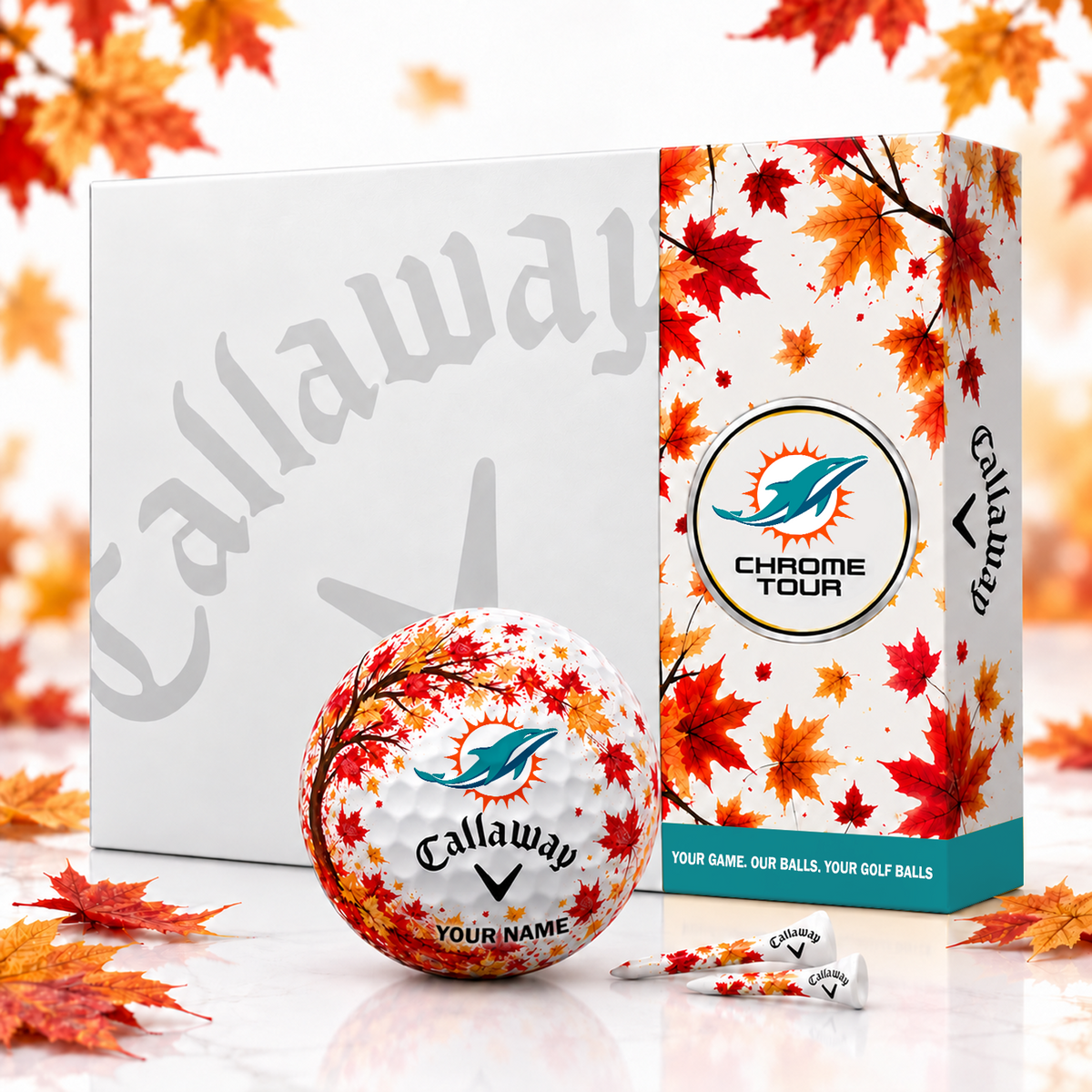 Callaway X Premium NFL MIA FALL EDITION PERSONALIZED GOLF BALL – LIMITED EDITION V2