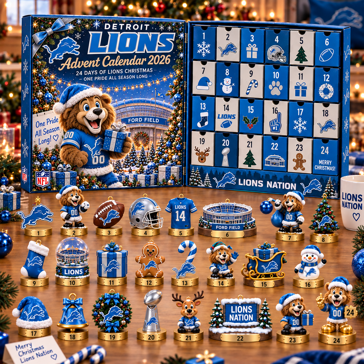 DET x NFL Christmas Advent Calendar 2026 โ 24 Days of NFL Mascot & Holiday Collectibles