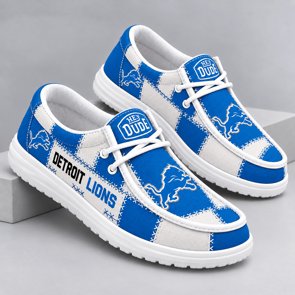 DET x NFL Team Logo Patchwork Loafer Shoes