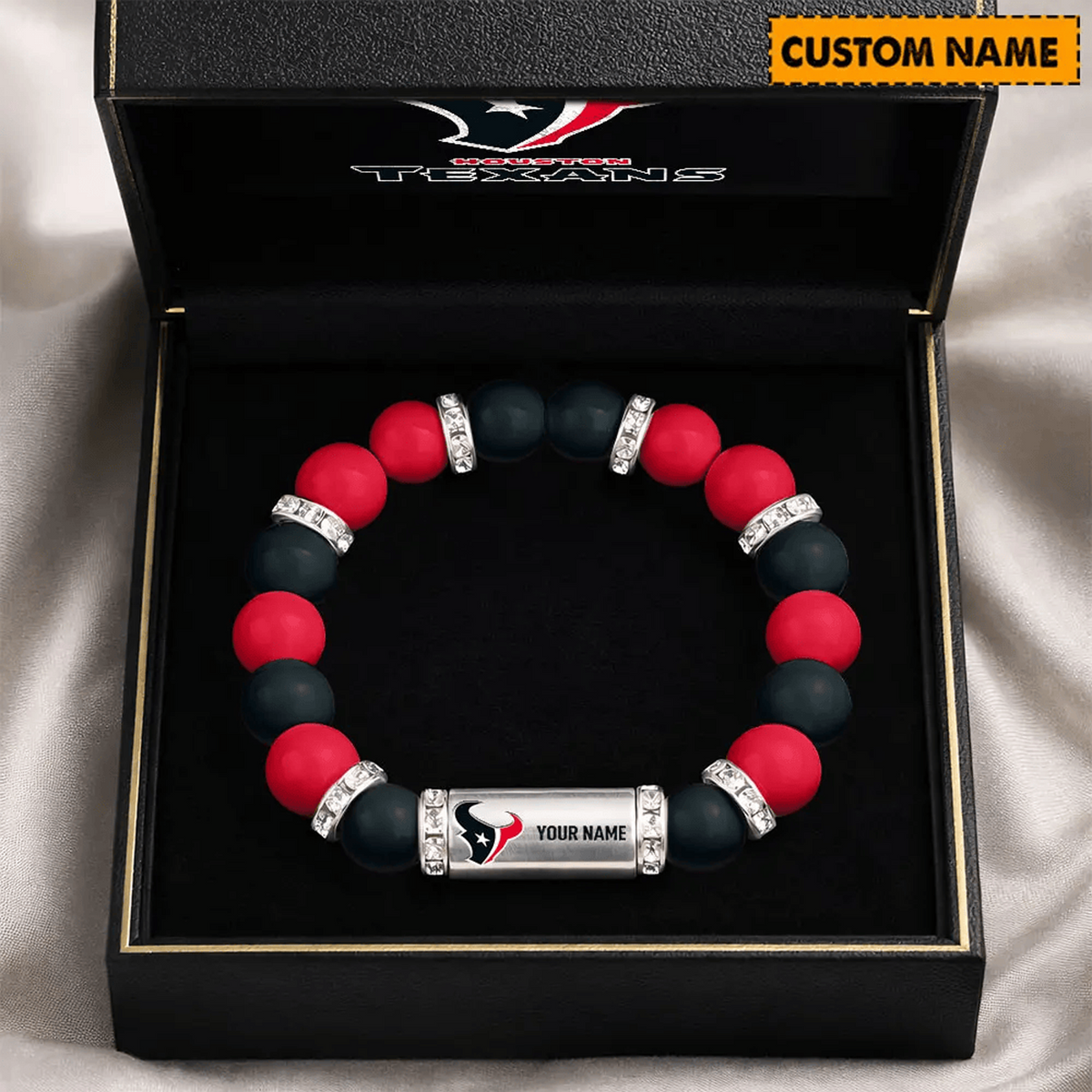 HOU x NFL Custom Name Handcrafted Lucky Energy Bracelet Gift For Fans