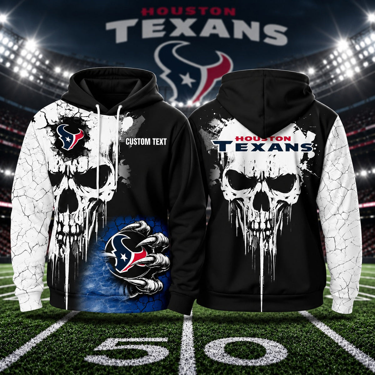 HT NFL Premium Skull Hoodie