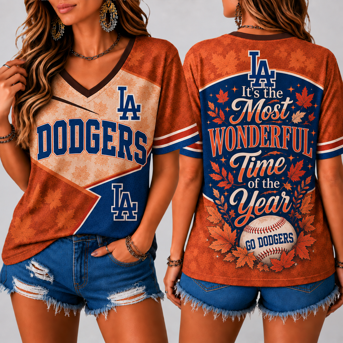 LAD Premium MLB Fall Game Day V-Neck Shirt