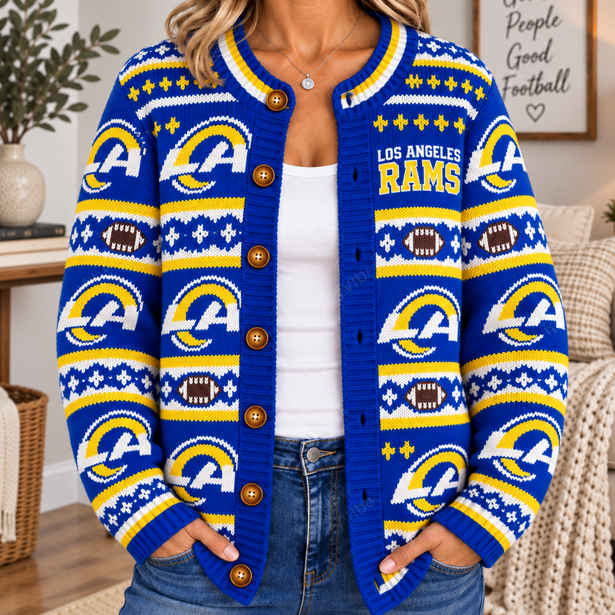 LAR x NFL Women's Cardigan Sweater
