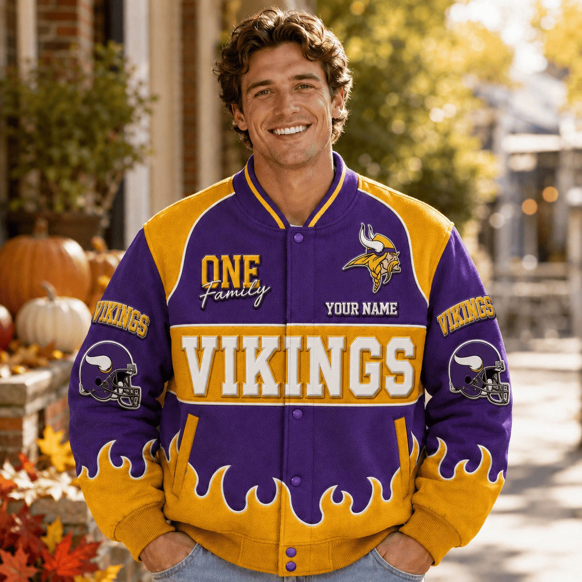 MV NFL Team Baseball Jacket Custom Any Name Gift For Fan