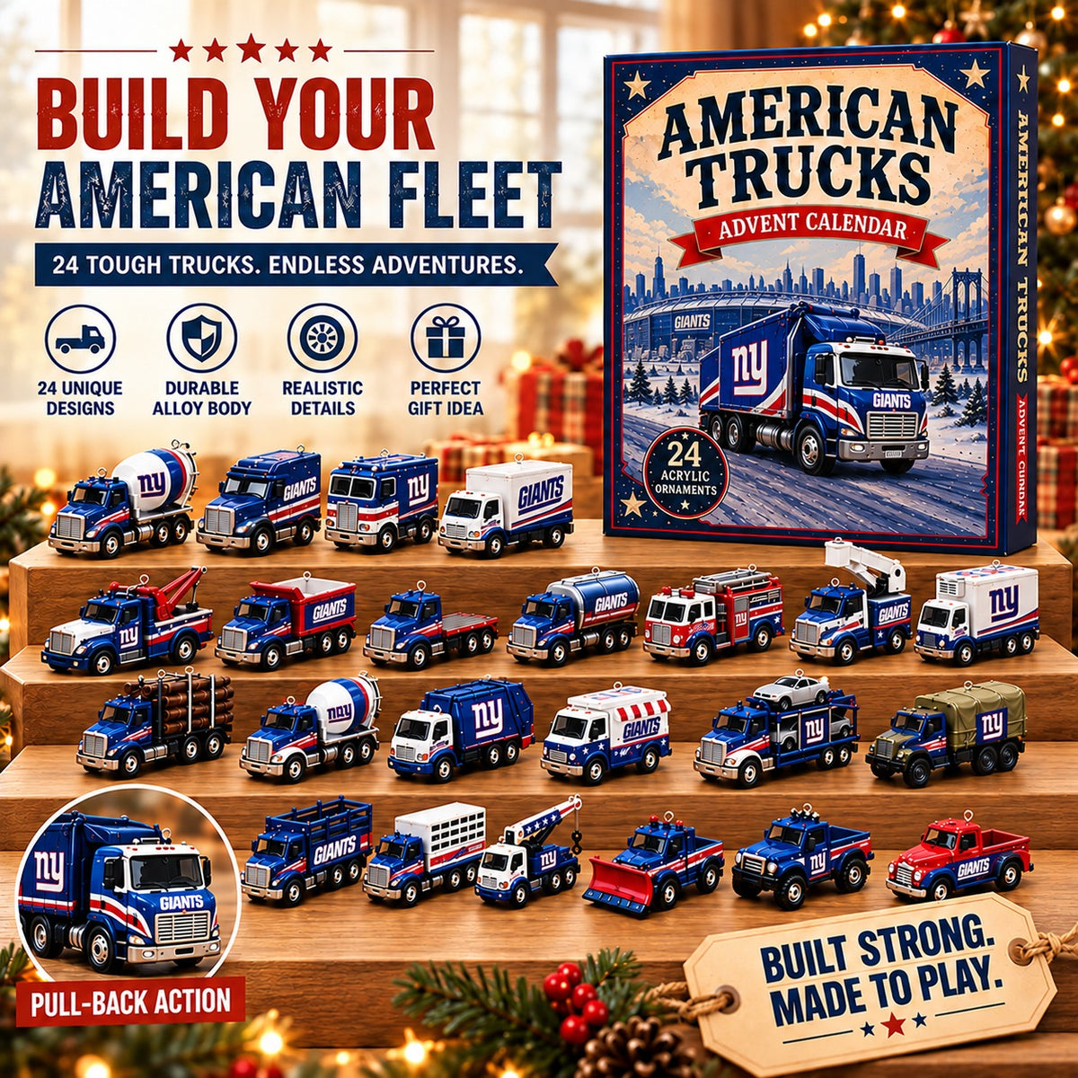 NYG x NFL Personalized 24 Days Of American Trucks Advent Calendar Blink Box