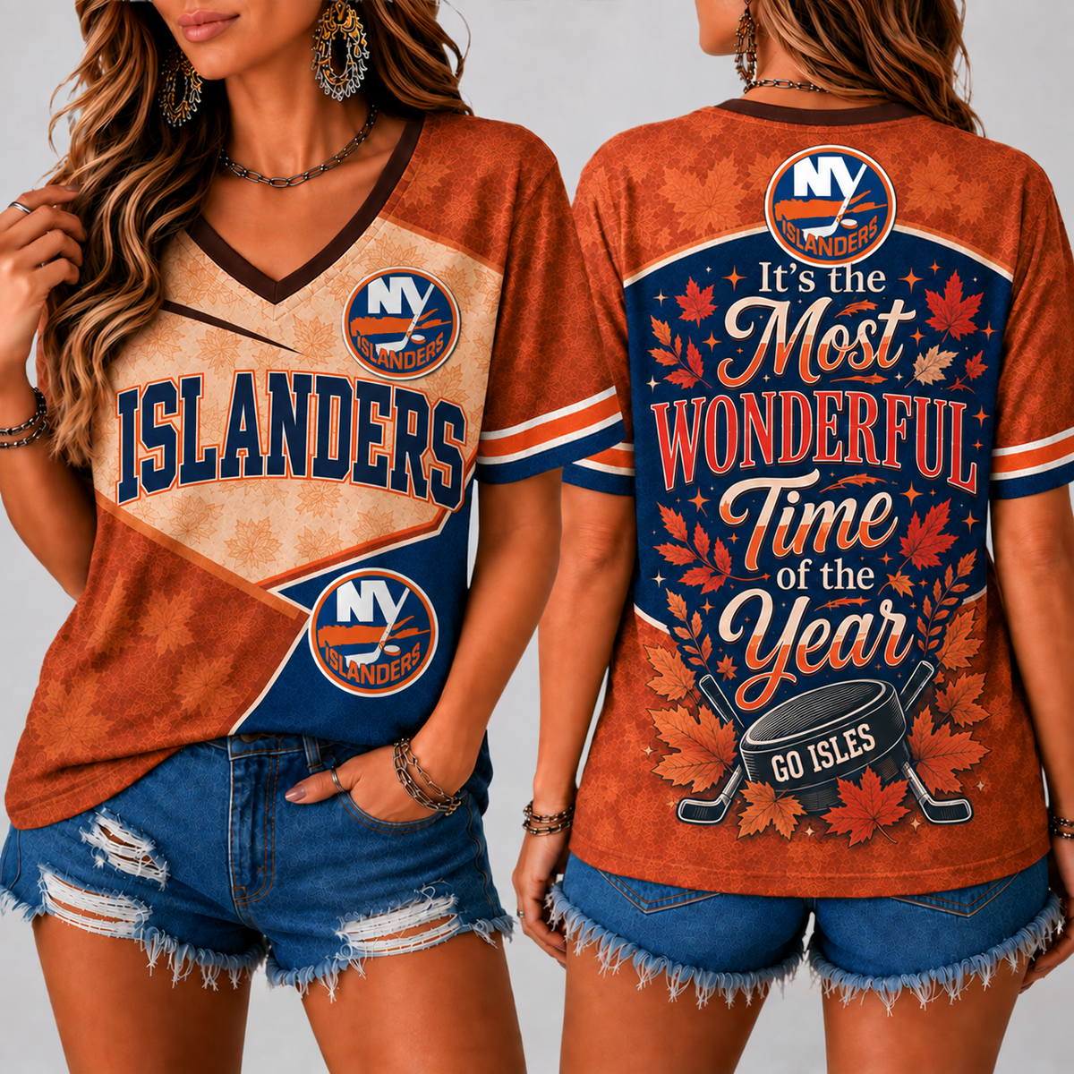 NYI Premium NHL Fall Game Day V-Neck Shirt