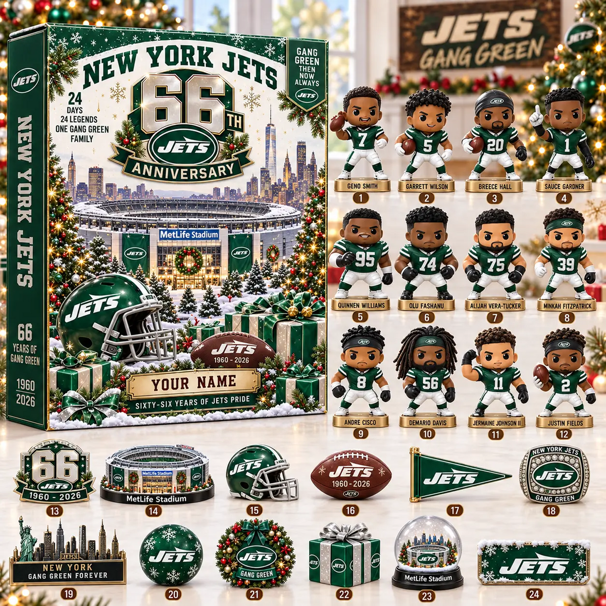 NYJ x NFL Christmas 2026 Anniversary Advent Calendar Box Custom Any Name Gifts