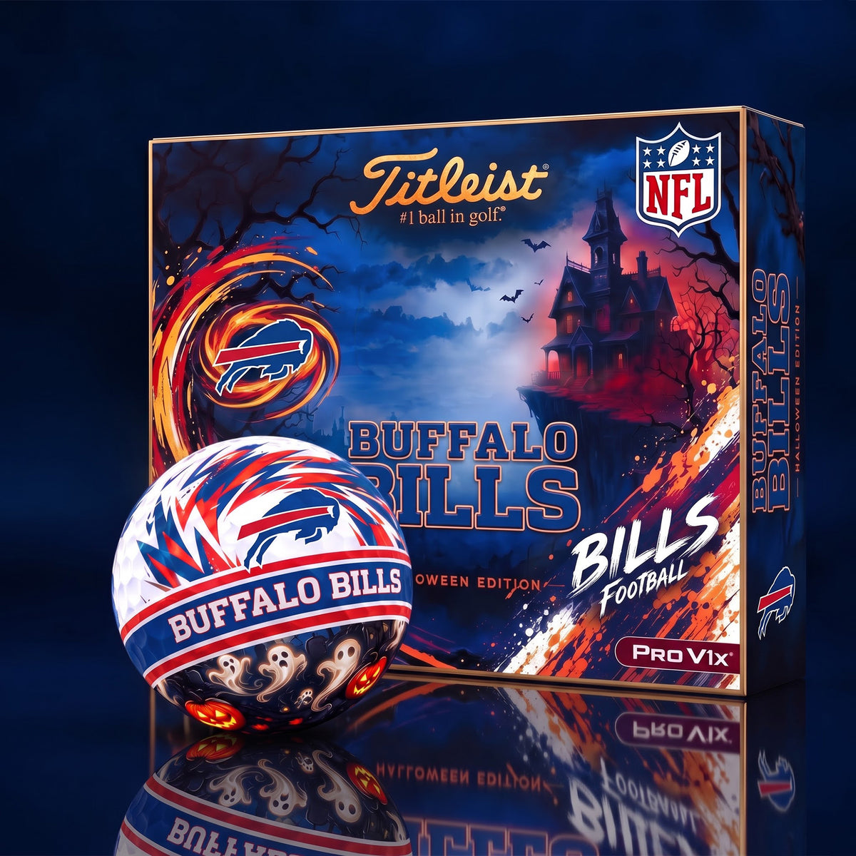 OFFICAL TITLIEST X PREMIUM NFL BUF DELUXE PERSONALIZED HALLOWEEN HORROR FAIRWAY V3 GOLF BALL SET EDITION