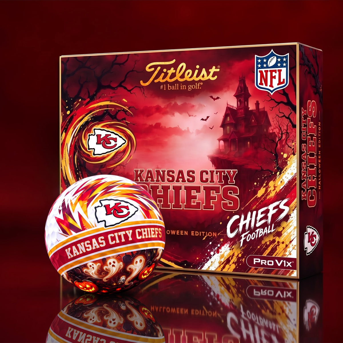 OFFICAL TITLIEST X PREMIUM NFL KC DELUXE PERSONALIZED HALLOWEEN HORROR FAIRWAY V3 GOLF BALL SET EDITION