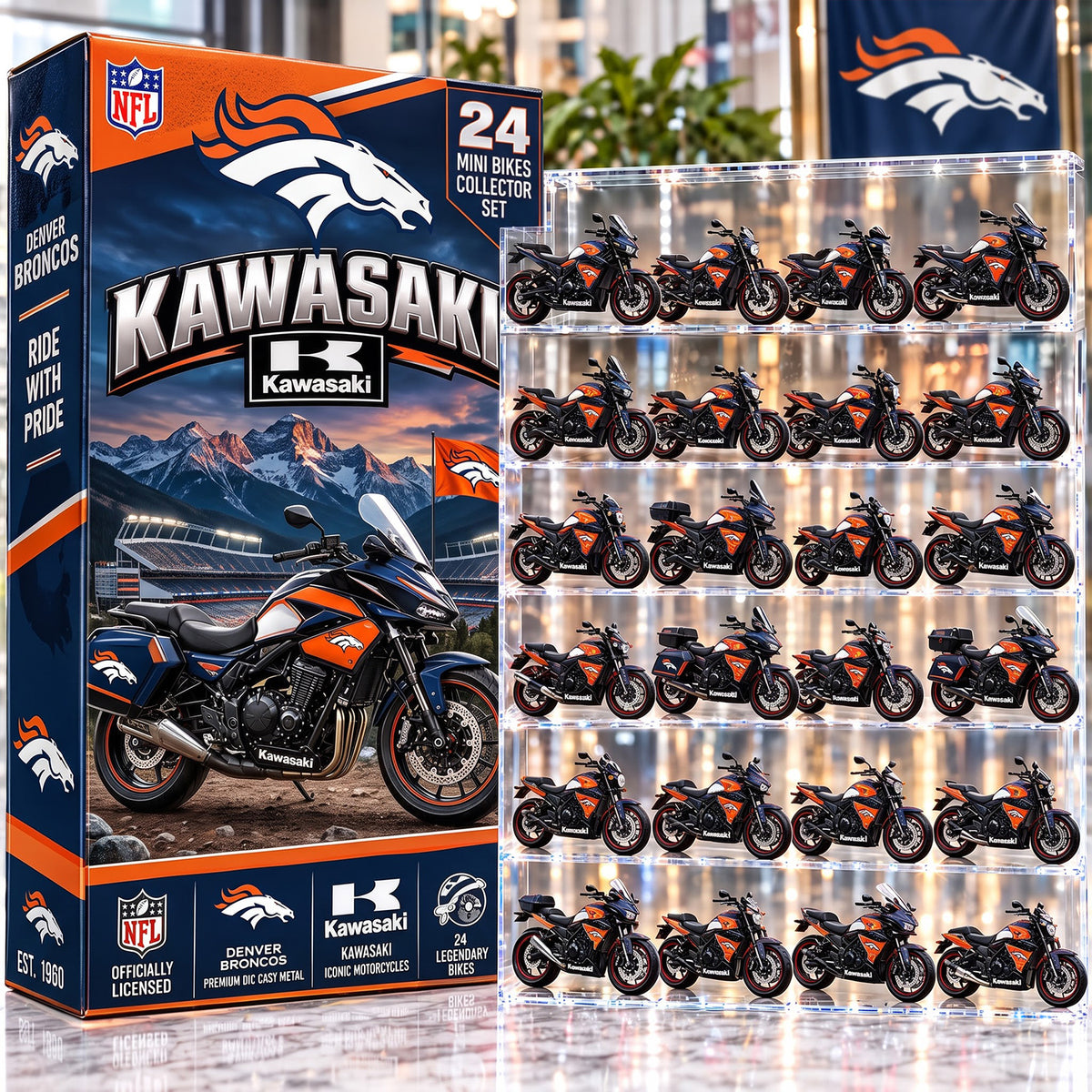 OFFICIAL KAWASAKI X PREMIUM NFL DEN 24DAYS ADVENT CALENDER AMAZING TRIP RACING MOTOR FOR FAN LIMITED EDITION