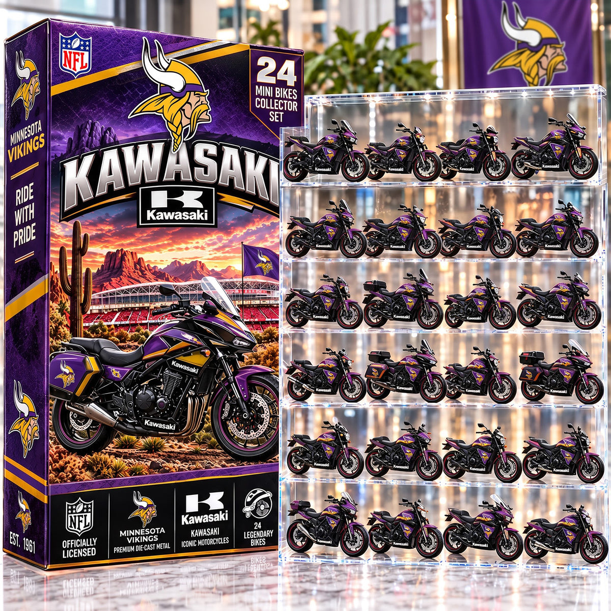 OFFICIAL KAWASAKI X PREMIUM NFL MIN 24DAYS ADVENT CALENDER AMAZING TRIP RACING MOTOR FOR FAN LIMITED EDITION