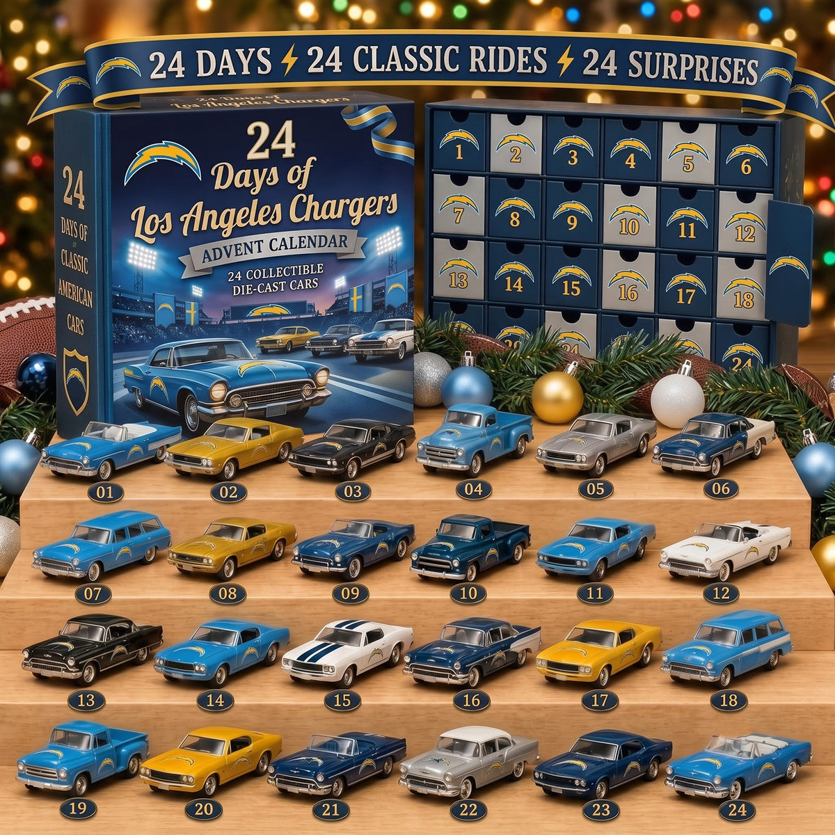 OFFICIAL NFL X PREMIUM LAC 24DAYS ADVENT CALENDER AMAZING TRIP RACING CAR FOR FAN LIMITED EDITION