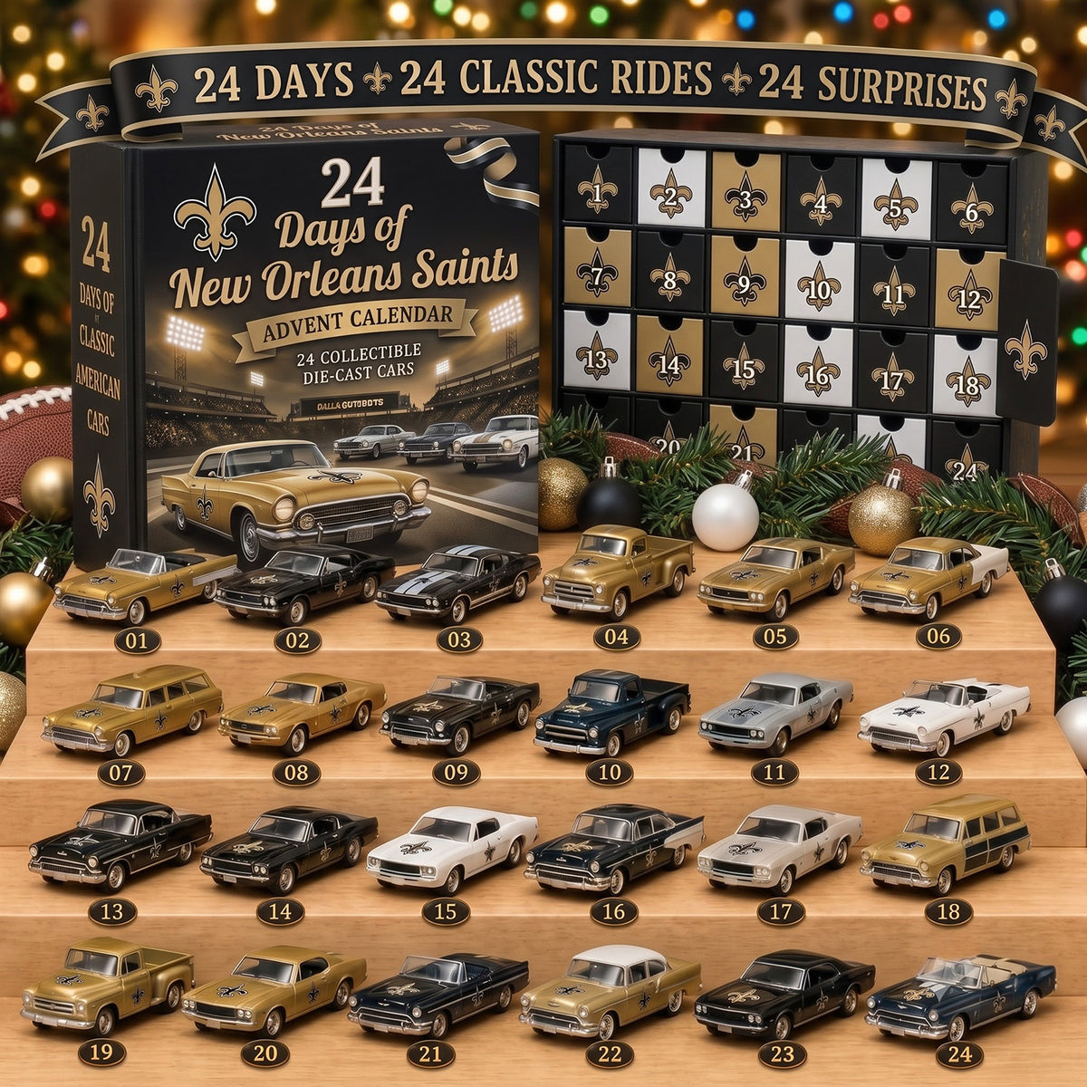 OFFICIAL NFL X PREMIUM NO 24DAYS ADVENT CALENDER AMAZING TRIP RACING CAR FOR FAN LIMITED EDITION