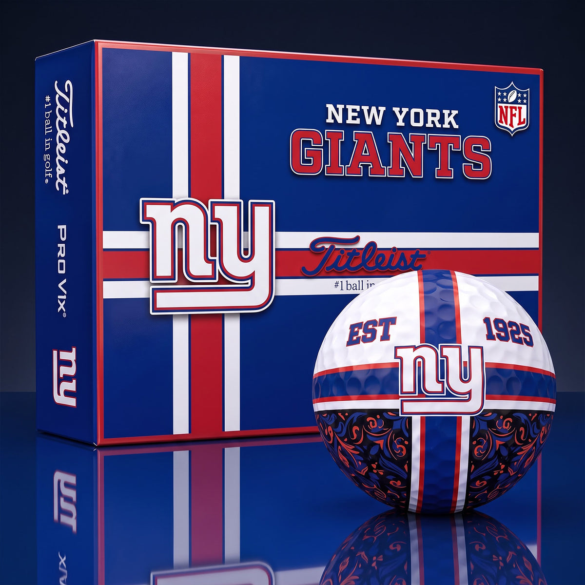 OFFICIAL TITLIEST X PREMIUM NFL NYG 3D GOLF BALL IN THE SHAPE OF A CROSS FOR FAN EDITION