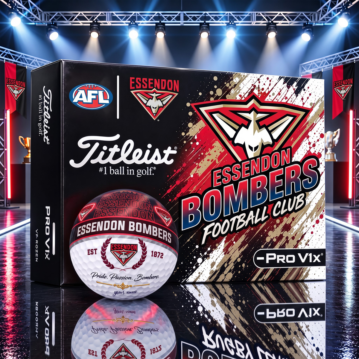 OFFICIAL TITLIEST X SIGNATURE AFL EB BESPOKE NAME 3D GALAXY SKYLINE IN NIGHT GOFT BALL EDITION