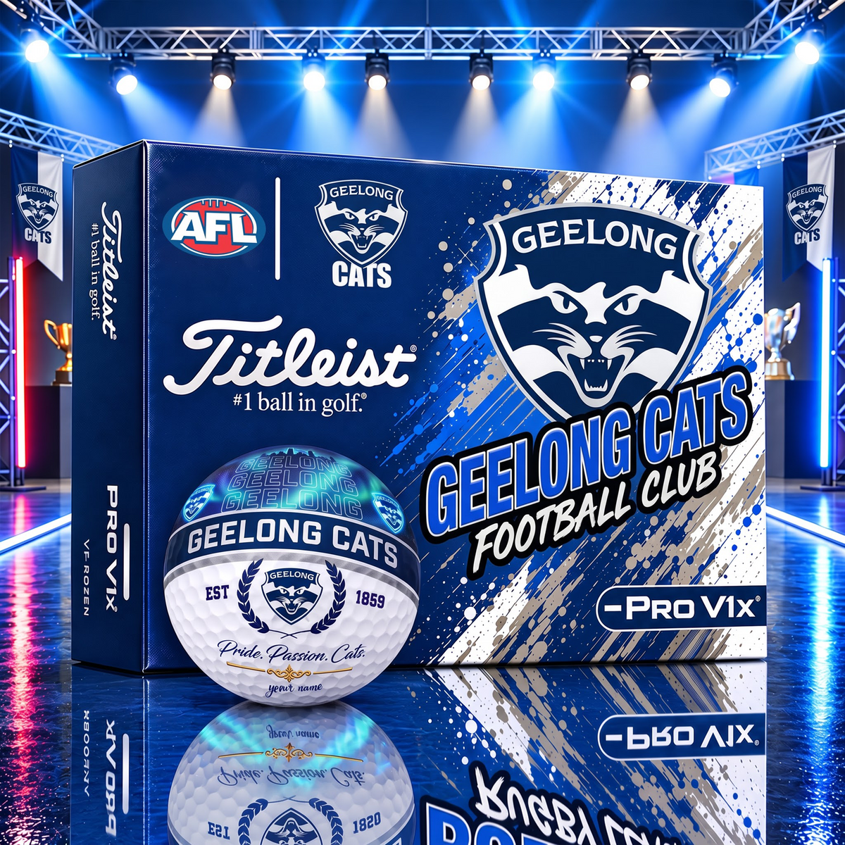 OFFICIAL TITLIEST X SIGNATURE AFL GC BESPOKE NAME 3D GALAXY SKYLINE IN NIGHT GOFT BALL EDITION