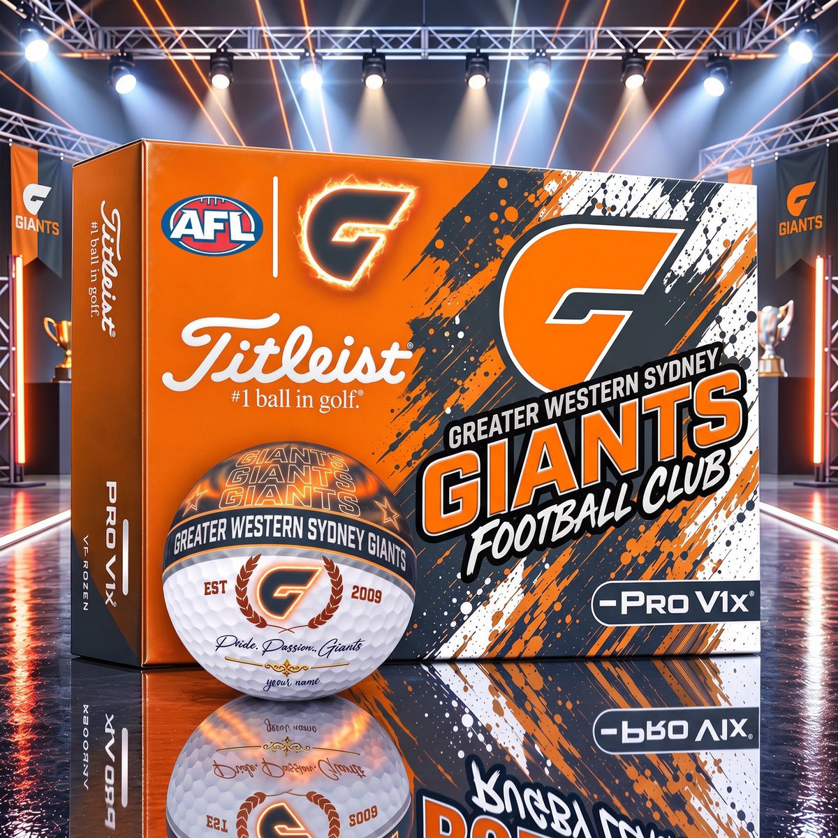 OFFICIAL TITLIEST X SIGNATURE AFL GG BESPOKE NAME 3D GALAXY SKYLINE IN NIGHT GOFT BALL EDITION