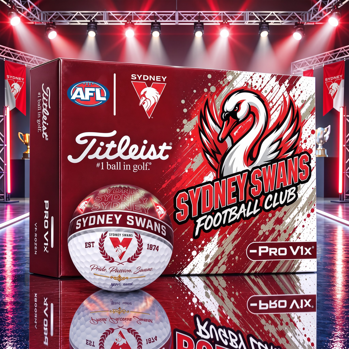 OFFICIAL TITLIEST X SIGNATURE AFL SS BESPOKE NAME 3D GALAXY SKYLINE IN NIGHT GOFT BALL EDITION