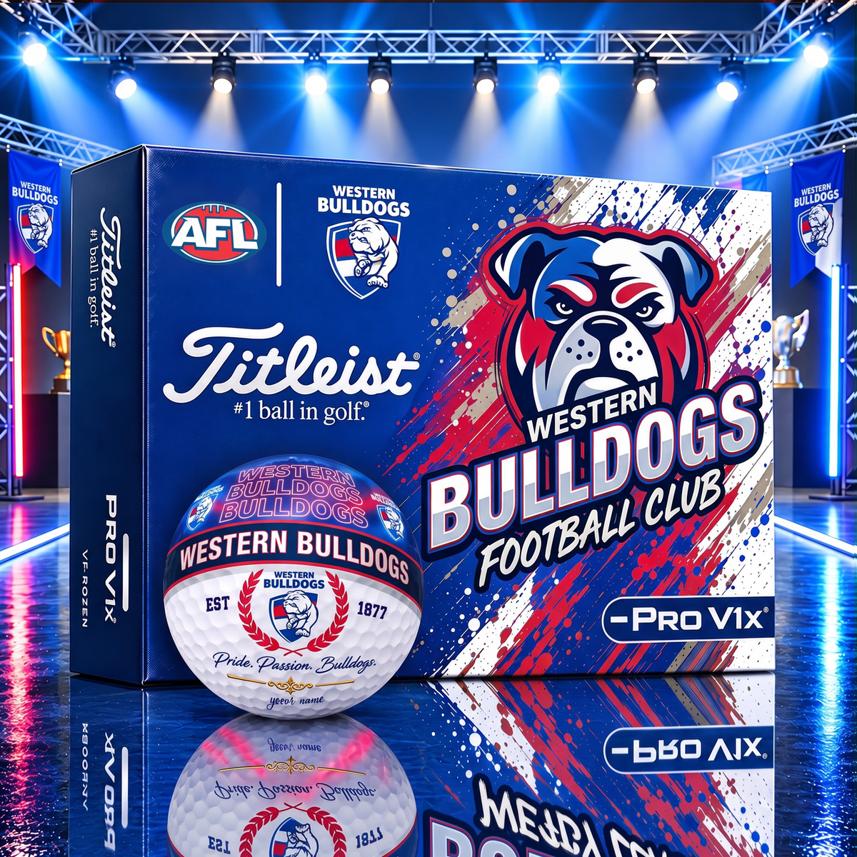 OFFICIAL TITLIEST X SIGNATURE AFL WB BESPOKE NAME 3D GALAXY SKYLINE IN NIGHT GOFT BALL EDITION