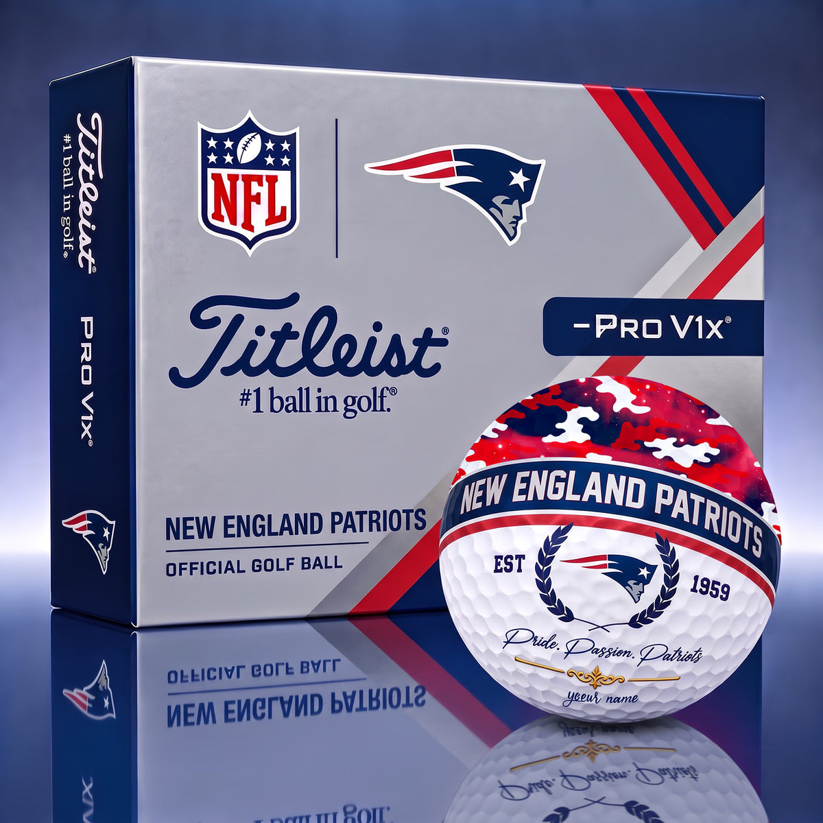 OFFICIAL TITLIEST X SIGNATURE NFL NE BESPOKE NAME 3D CAMO GOLF BALL SET LIMITED EDITION