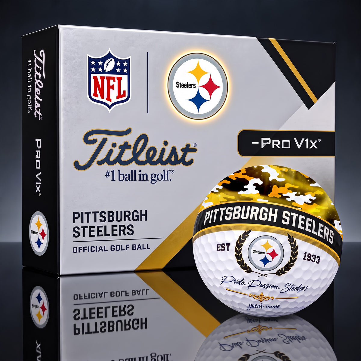 OFFICIAL TITLIEST X SIGNATURE NFL PIT BESPOKE NAME 3D CAMO GOLF BALL SET LIMITED EDITION
