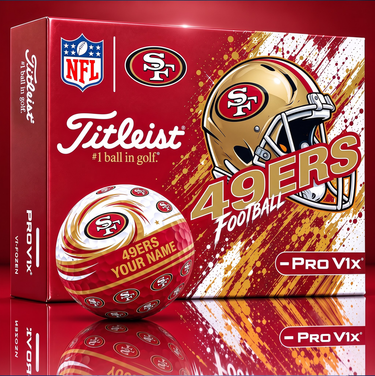 OFFICIAL TITLIEST X SIGNATURE NFL SF BESPOKE NAME NEON GOLF BALL LIMITED EDITION V6