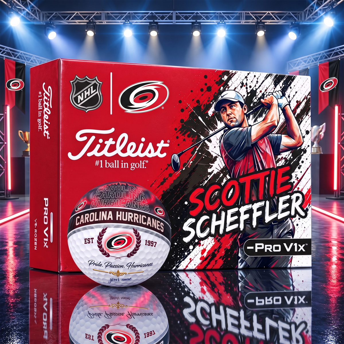 OFFICIAL TITLIEST X SIGNATURE NHL CH BESPOKE NAME 3D GALAXY SKYLINE IN NIGHT GOFT BALL EDITION