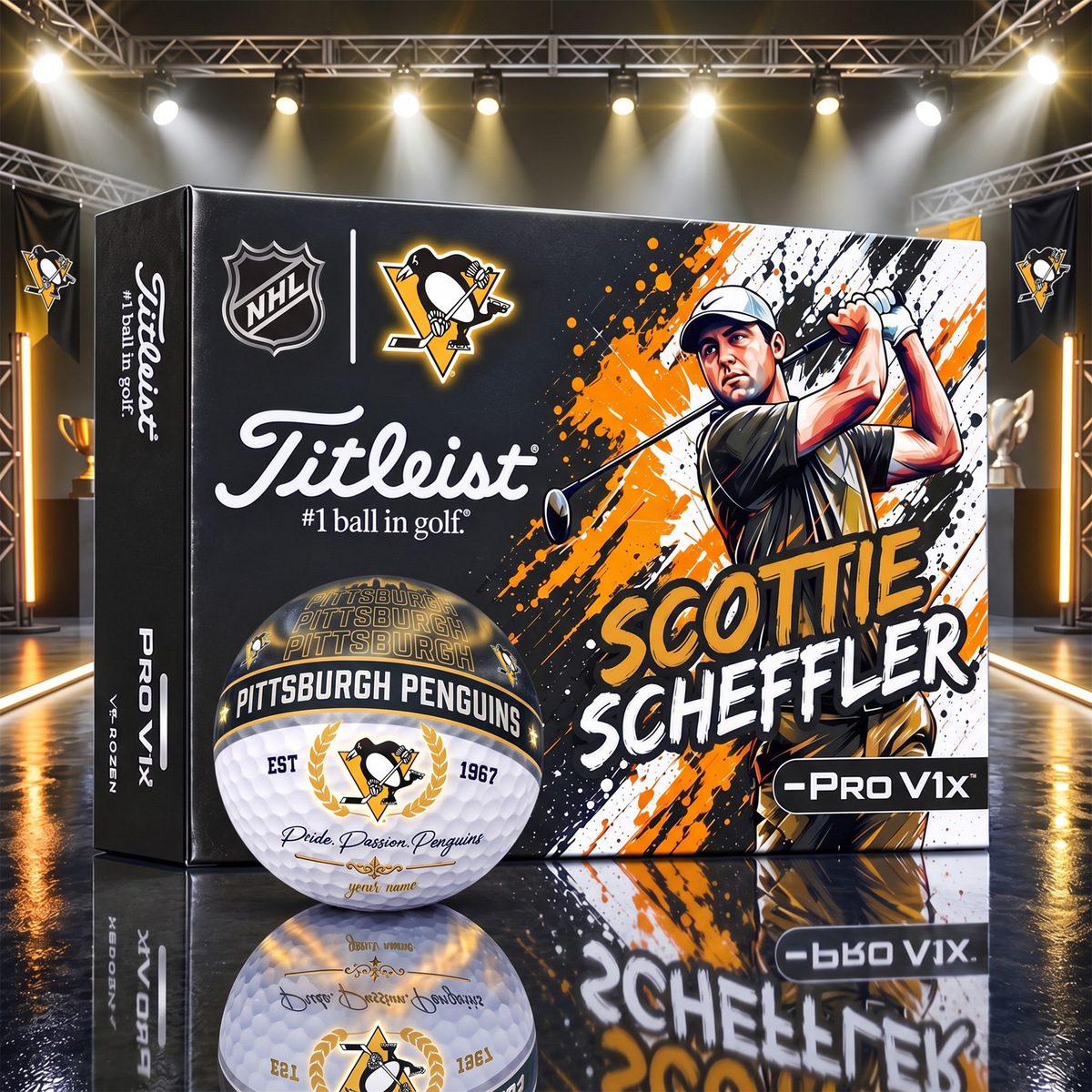 OFFICIAL TITLIEST X SIGNATURE NHL PP BESPOKE NAME 3D GALAXY SKYLINE IN NIGHT GOFT BALL EDITION
