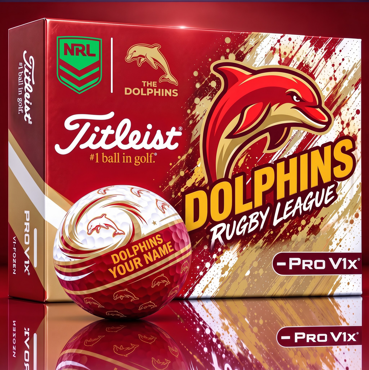 OFFICIAL TITLIEST X SIGNATURE NRL DOL BESPOKE NAME NEON GOLF BALL LIMITED EDITION V6