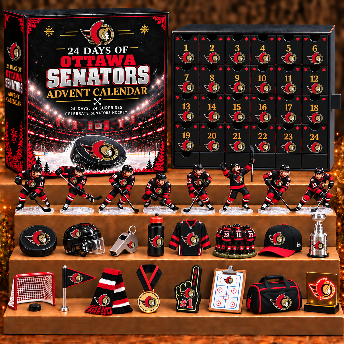 OS x NHL Personalized 24 Days Of Hockey Ice Advent Calendar Blink Box
