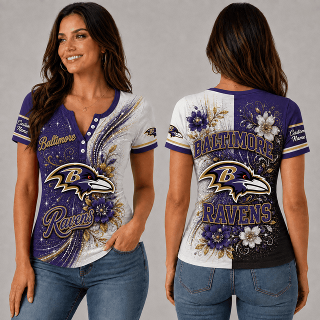 PREMIUM NFL X BR EXCLUSIVE Personalized FLORAL Women’s Button V-Neck Shirt Gifts For Fan - Limited Edition