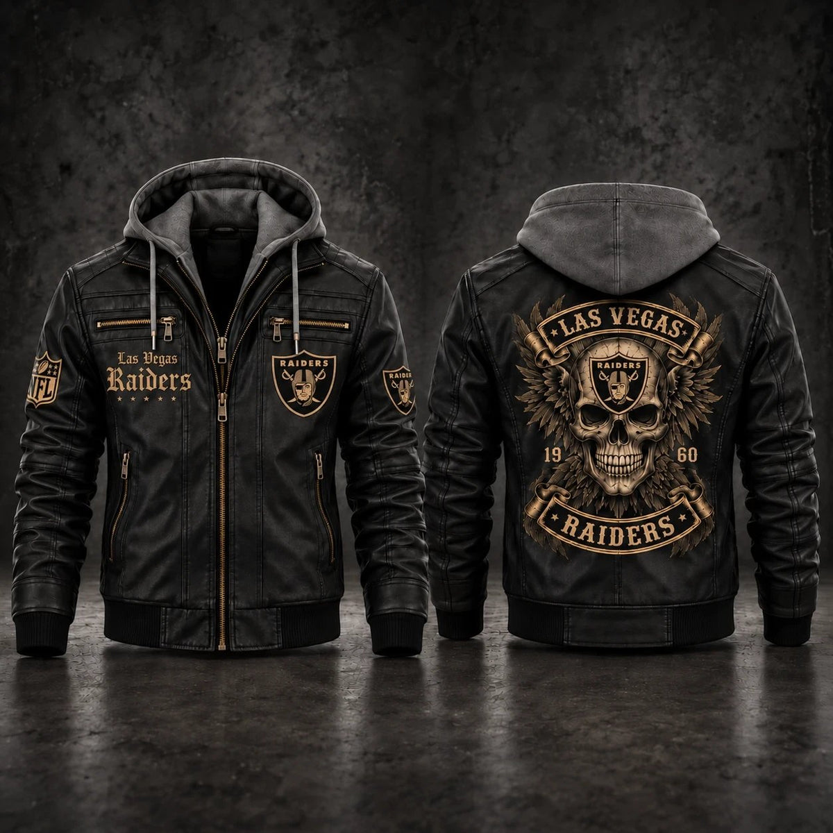 PREMIUM NFL X LV EXCLUSIVE BESPOKE HOODED LEATHER JACKET EDITION