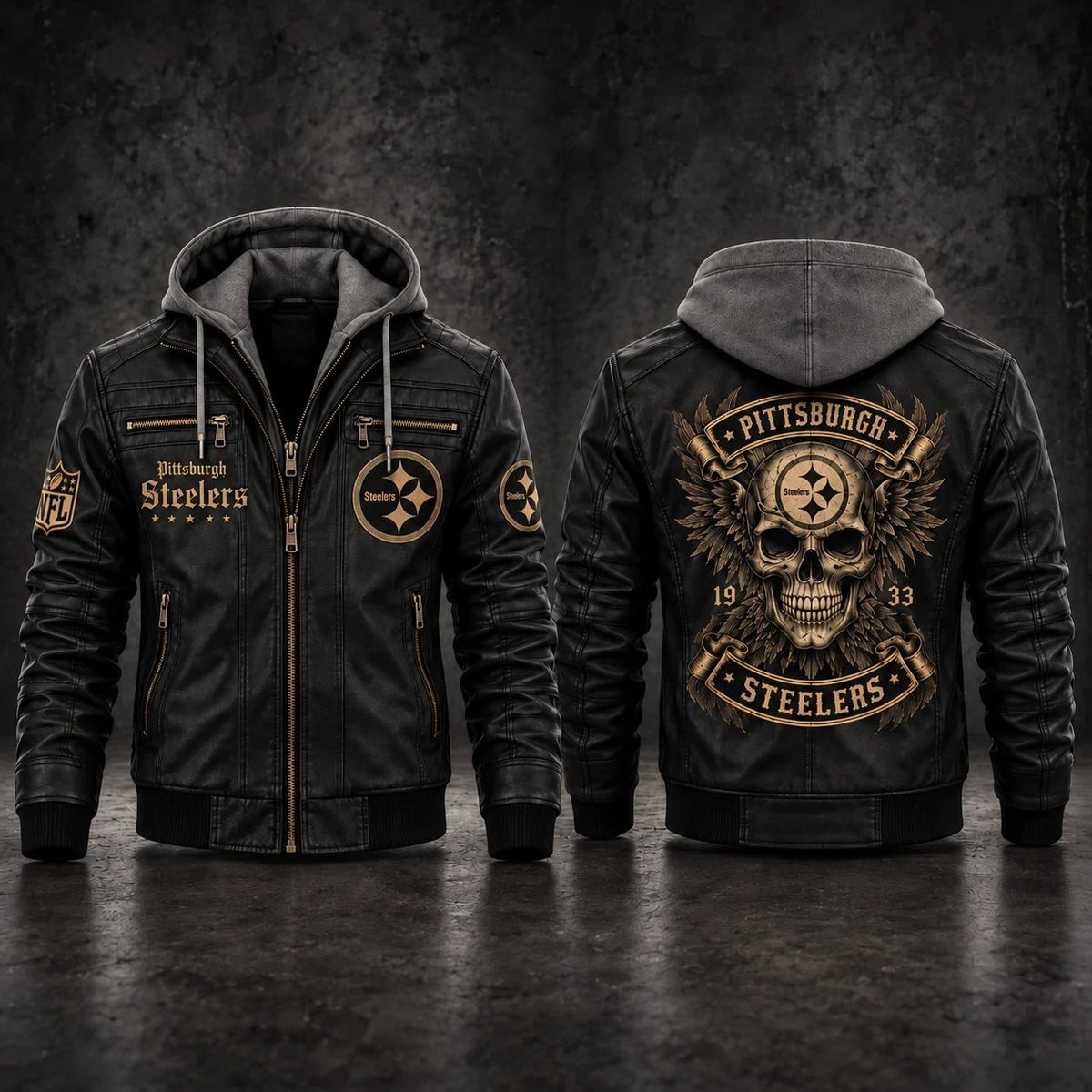 PREMIUM NFL X PIT EXCLUSIVE BESPOKE HOODED LEATHER JACKET EDITION