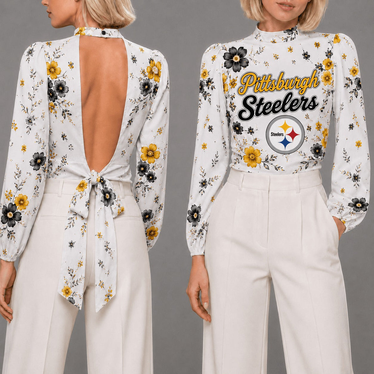 PS Premium NFL Floral Backless Long Sleeve Shirt
