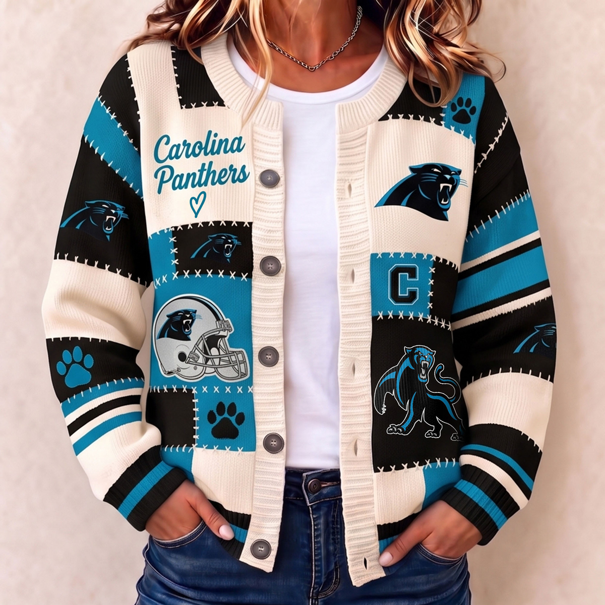 Premium CAR x NFL Patchwork Knit Varsity Cardigan