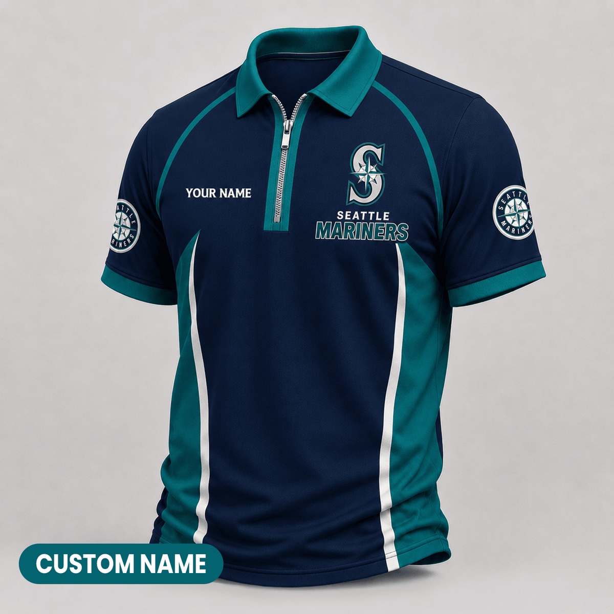 Premium MLB x SEA Performance Zipper Polo Shirt