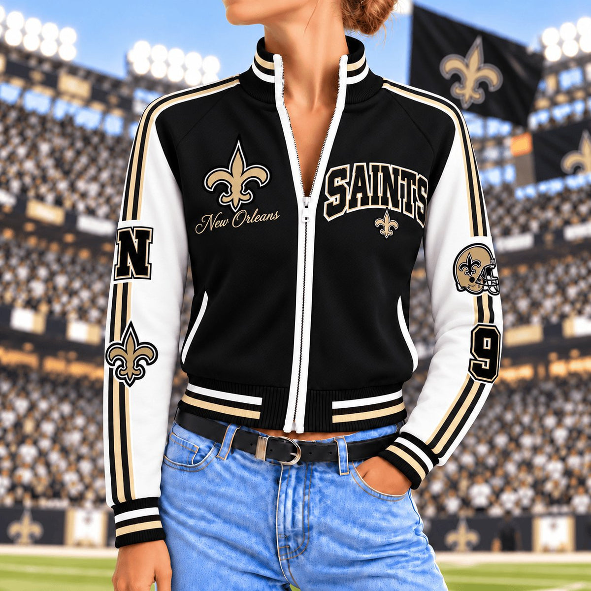 Premium NFL x NO Exclusive Retro Game Day Mockneck Zipper Cardigan for Football Lovers