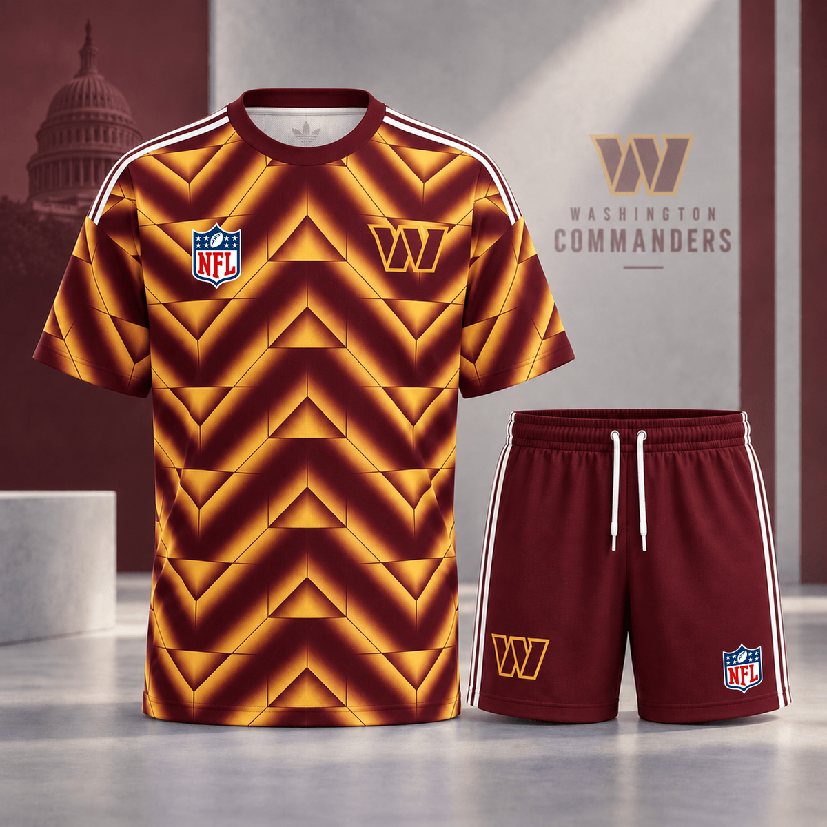 Premium NFL x WAS Geometric Performance Shirt & Shorts Set