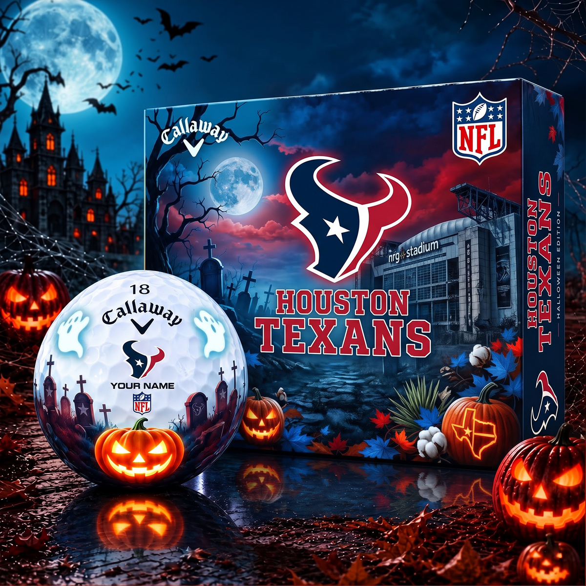 SIGNATURE NFL X HT DELUXE PERSONALIZED HALLOWEEN HORROR FAIRWAY SERIES V3 GOLF BALL COLLECTION