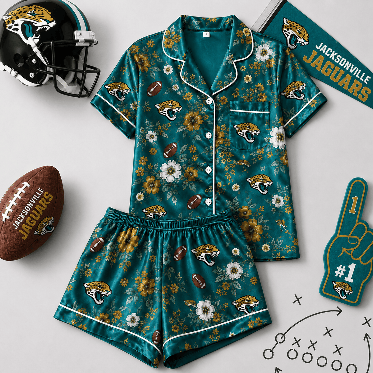 SIGNATURE NFL X JJ EXCLUSIVE Blooming Game Day Pajamas Set